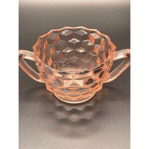 Jeanette Glass Cubist Pattern Sugar Bowl